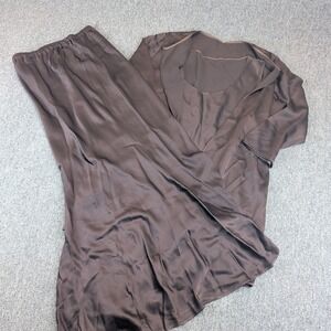 Peter Cohen Womens 3 Piece Set M Silk Brown Duster Tank Maxi Skirt Vintage USA